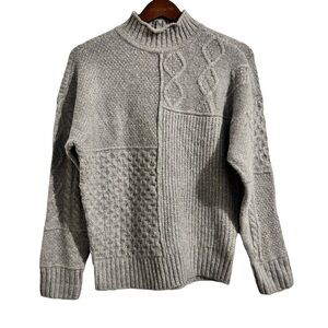 American Eagle Outfitters Grey Quilt Knit Mock Turtleneck Oversized Sweater S